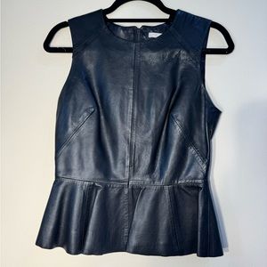 Black Leather Peplum Top